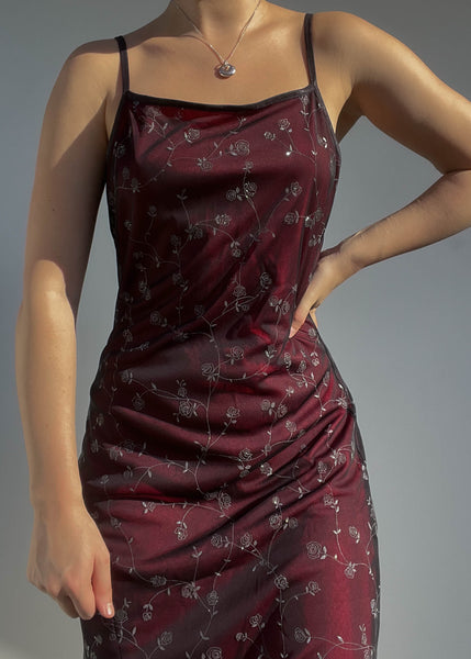 90’s Sparkle Rose Maxi Dress (S/M)