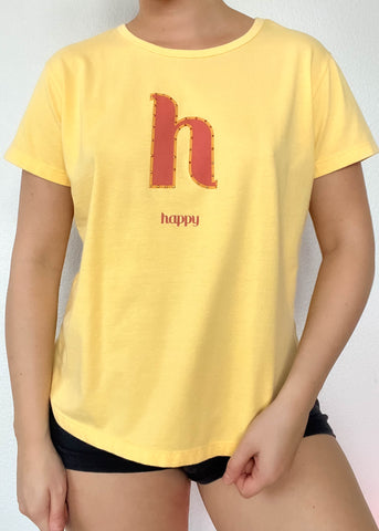 Y2k Yellow Happy Tee (L)