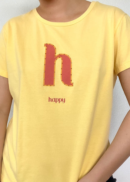 Y2k Yellow Happy Tee (L)