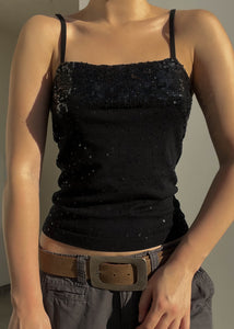 Y2k Black Sequin Knit Tank (S)
