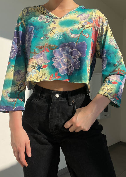 Floral + Watercolor All-Over Print Top (M-L)