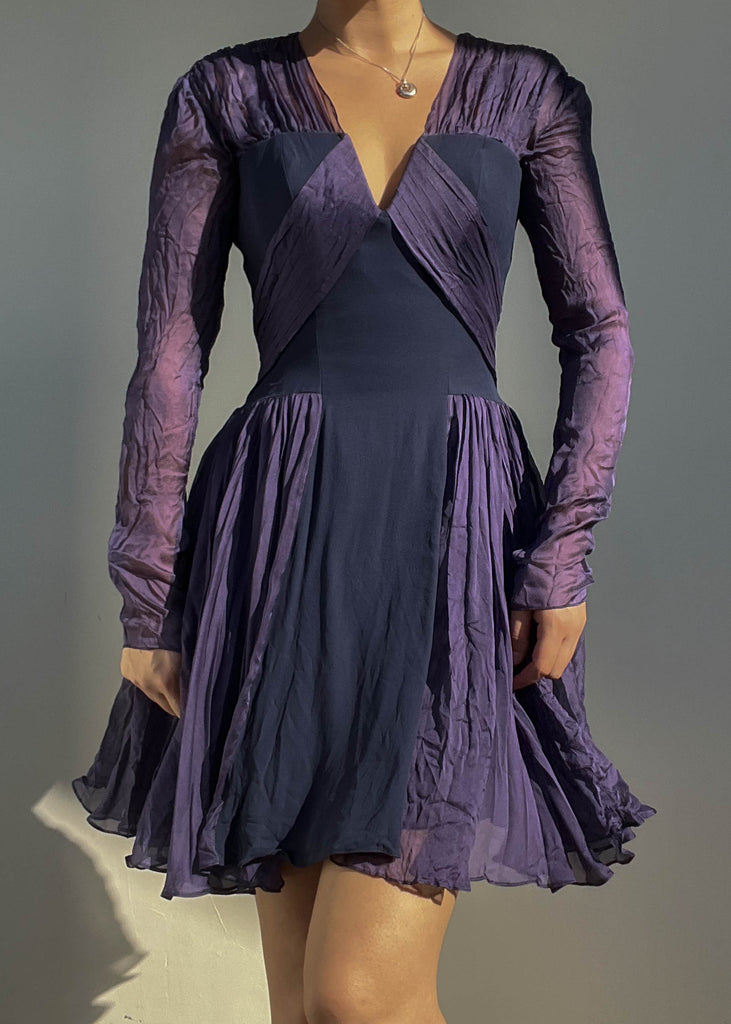 Dark Purple Long Sleeve Mini Dress (S) – Retro and Groovy