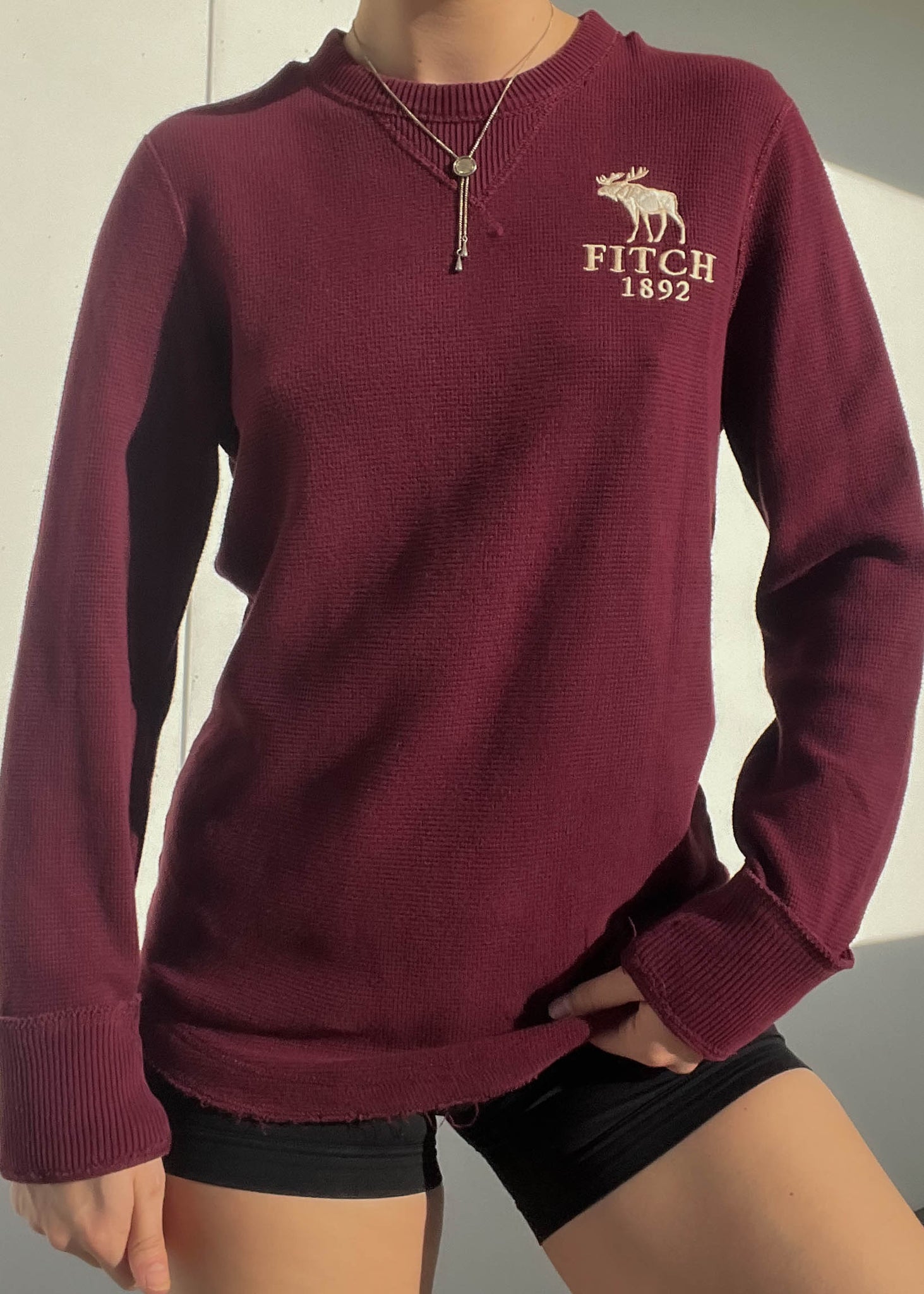 Y2k Burgundy Abercrombie Thermal (S-M)