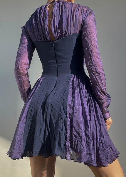 Dark Purple Long Sleeve Mini Dress (S)