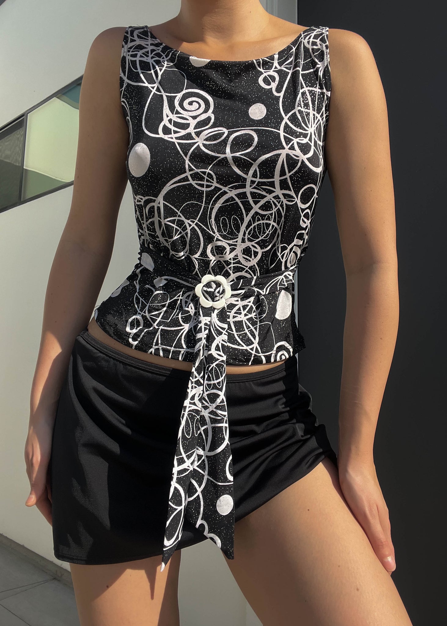Flower Buckle Printed Tank (S)
