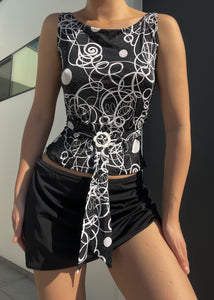 Flower Buckle Printed Tank (S)