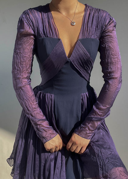 Dark Purple Long Sleeve Mini Dress (S)