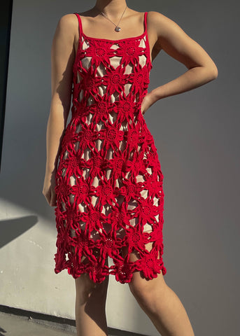 Late 90's Red Crochet Dress (M)
