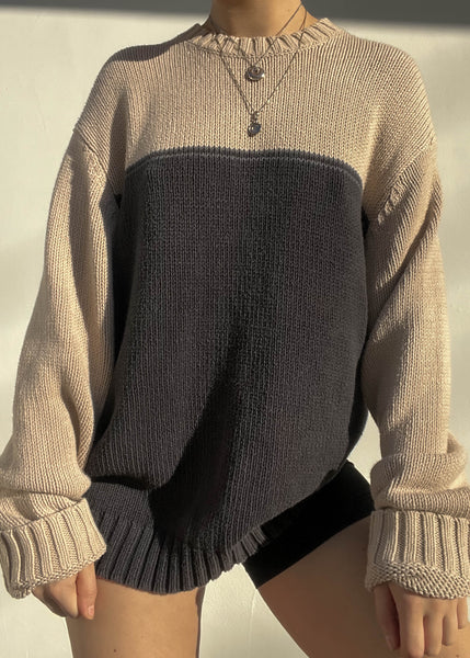 Y2k Tan & Charcoal Knit (L)