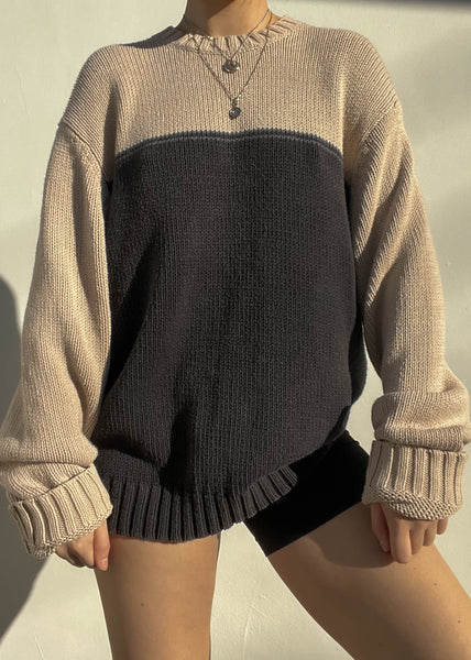 Y2k Tan & Charcoal Knit (L)