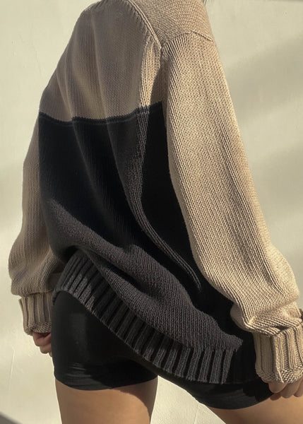 Y2k Tan & Charcoal Knit (L)