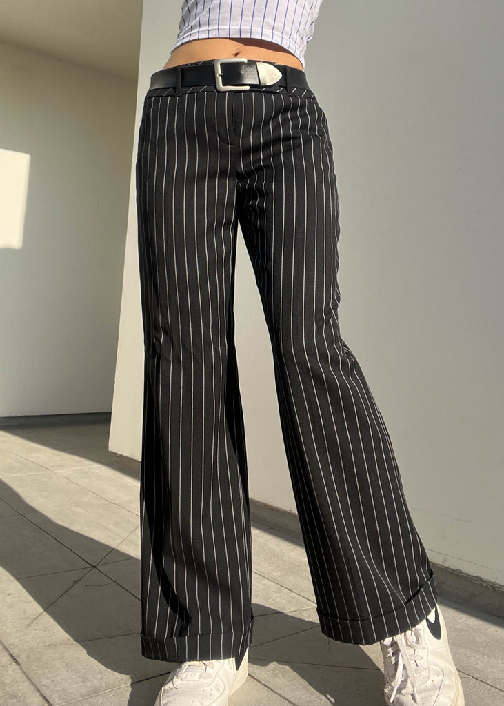 Y2k Black & White Pinstripe Trousers – Retro and Groovy