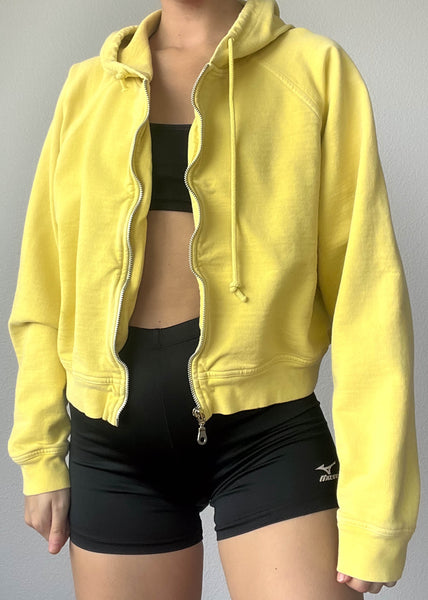 90's Yellow Hoodie Jacket (L)