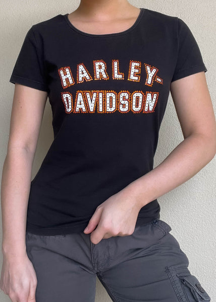 Y2k Rhinestone Harley Tee (S)