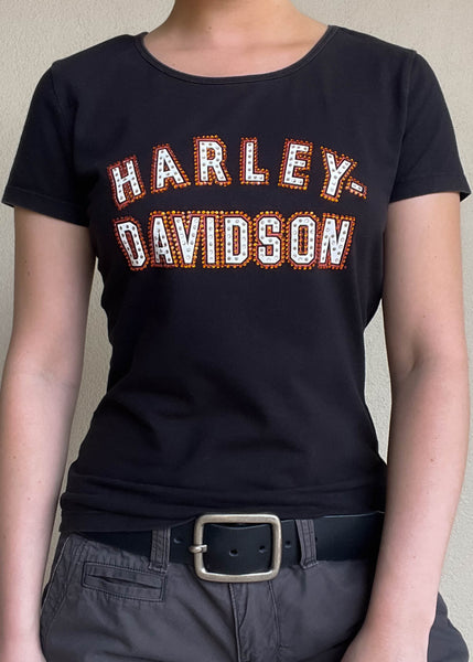 Y2k Rhinestone Harley Tee (S)
