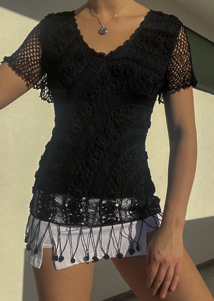 90's Black Crochet Top (S)