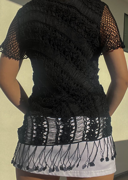 90's Black Crochet Top (S)