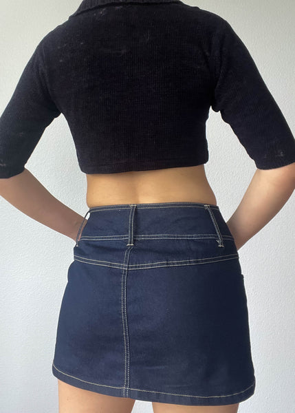 90's Black Knit Cardi Crop (XXS)