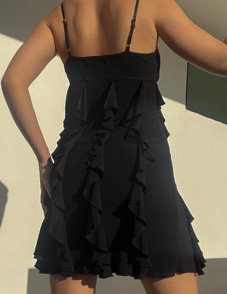 Y2k Vertical Ruffle Mini Dress (S)