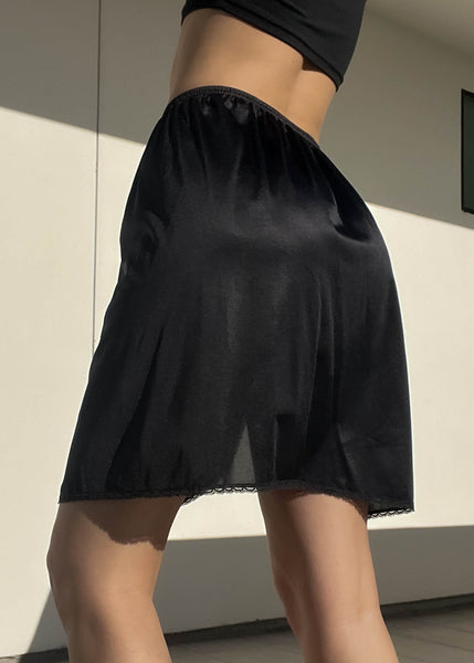 Single Slit Black Slip Skirt (S-M)