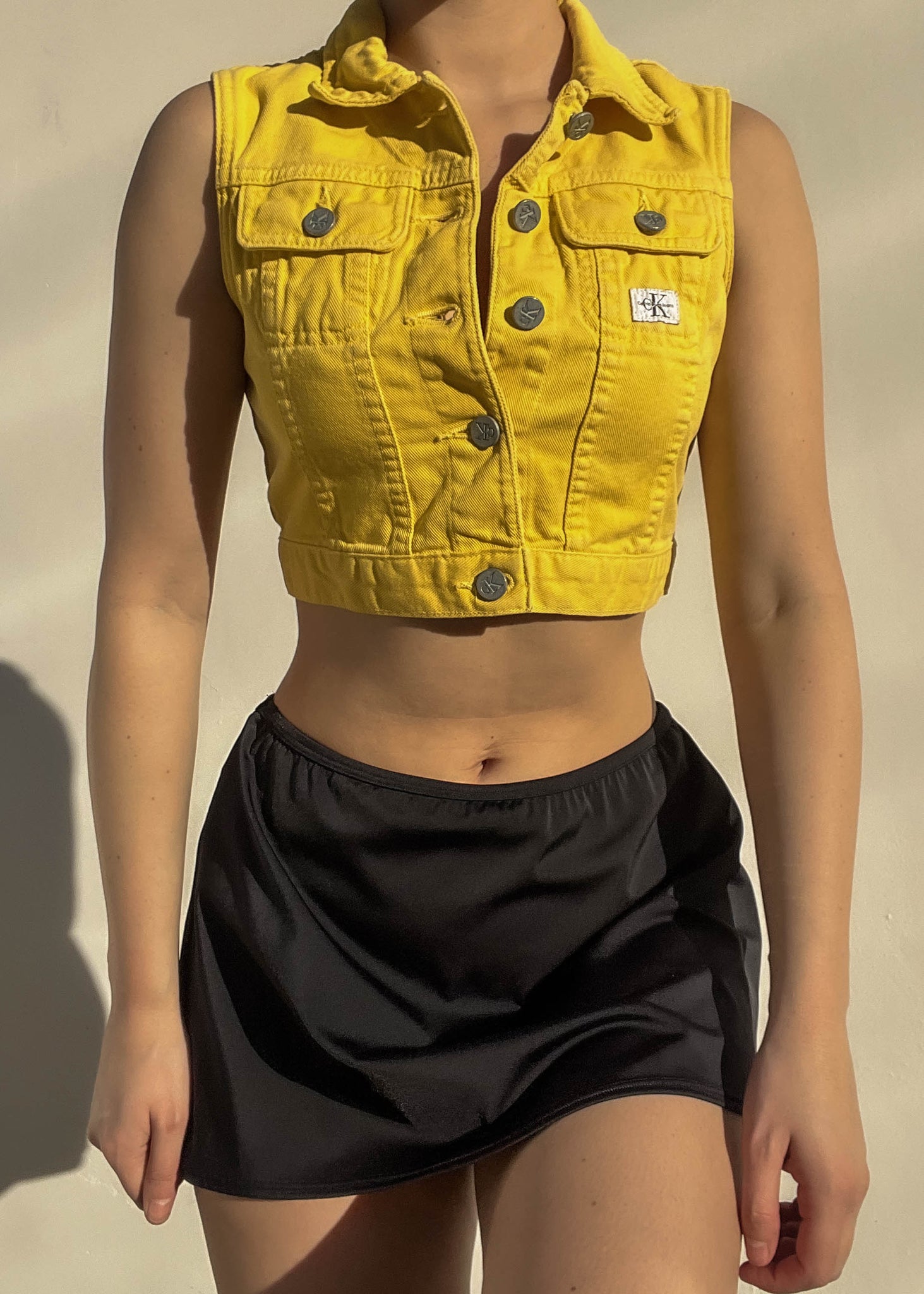 90's CK Yellow Denim Vest (XS-S)