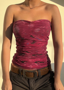Y2k Magenta Mesh Tube Top (S)