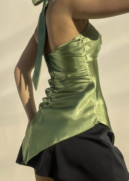 90's Silky Green Halter Top (S)