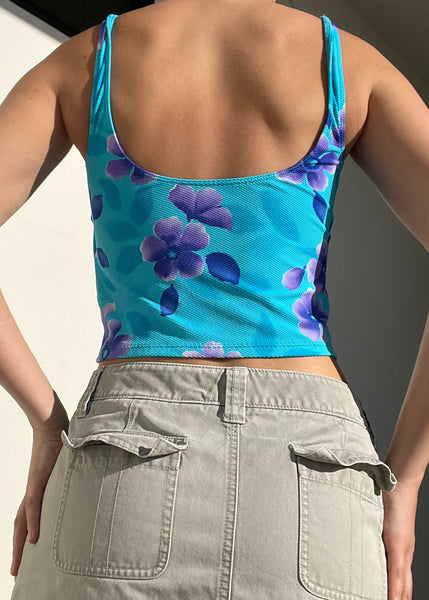 90's Blue & Purple Flower Tank (S-M)