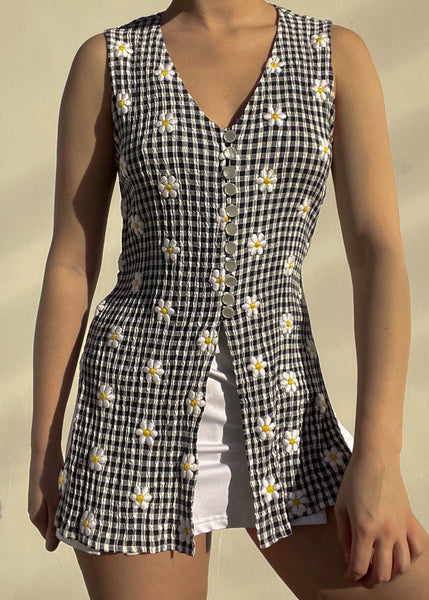 90's Daisy Gingham Tank (S)