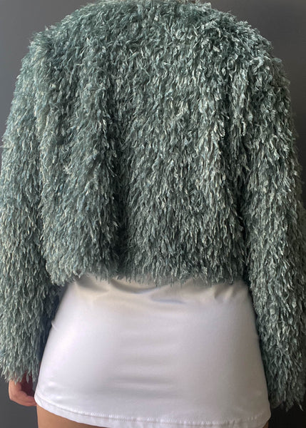 Faded Teal Fuzzy Jacket (S)