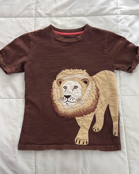 Brown Embroidered Lion Tee (XS)