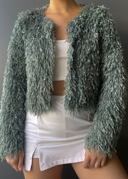 Faded Teal Fuzzy Jacket (S)