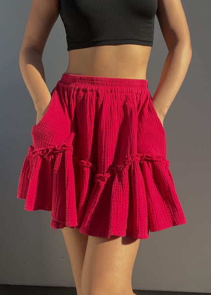 Cherry Red Mini Skirt (S)