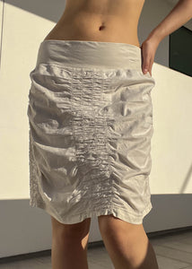 Sporty Oatmeal Ruched Midi Skirt (M)