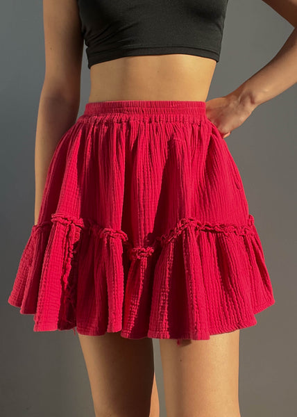 Cherry Red Mini Skirt (S)