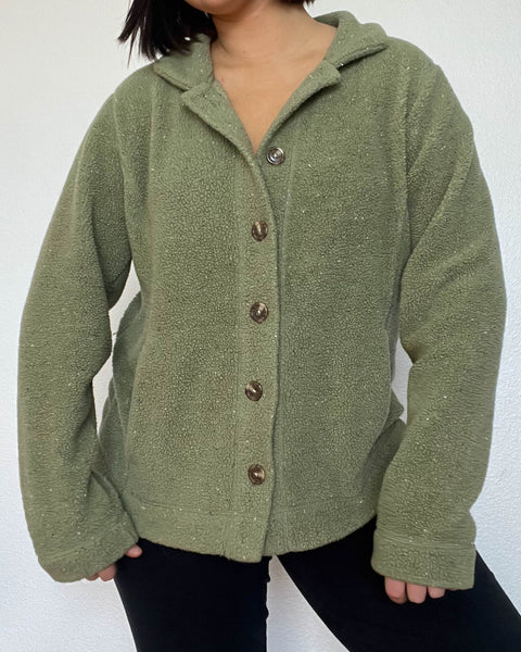 90's Plush Green Button Down (L)