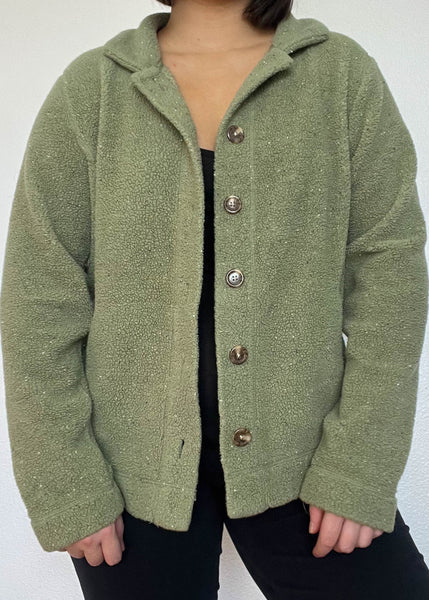 90's Plush Green Button Down (L)