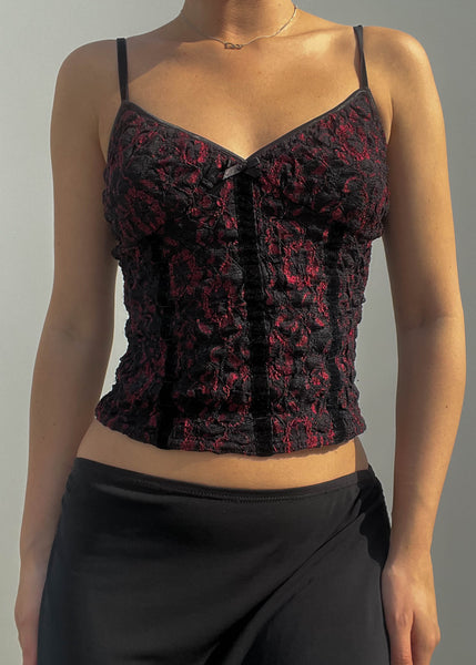 90's Black & Red Lace Camisole