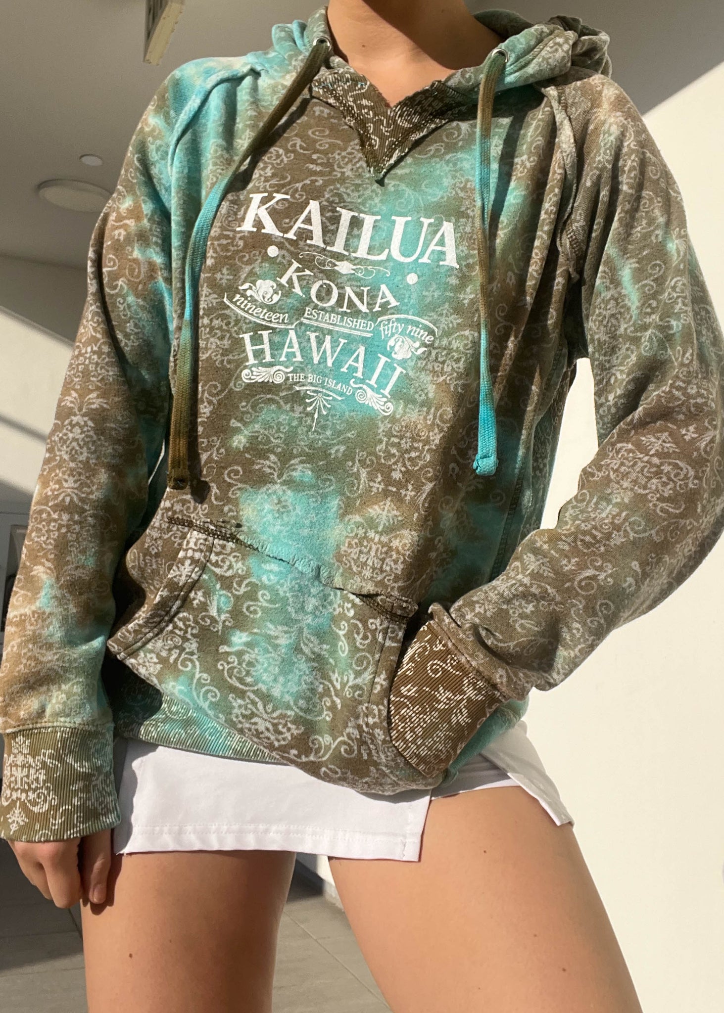 Aqua & Olive Kailua Print Hoodie (M)