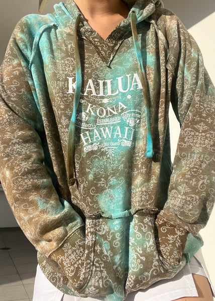 Aqua & Olive Kailua Print Hoodie (M)