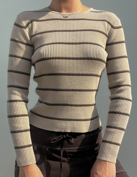 Y2k Olive Striped Knit (S)