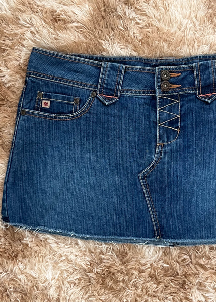 Y2k Paris Blues Denim Mini Skirt (XL)