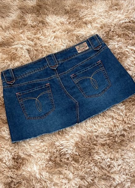 Y2k Paris Blues Denim Mini Skirt (XL)