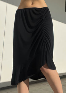 Cinched Black Midi Skirt (L)