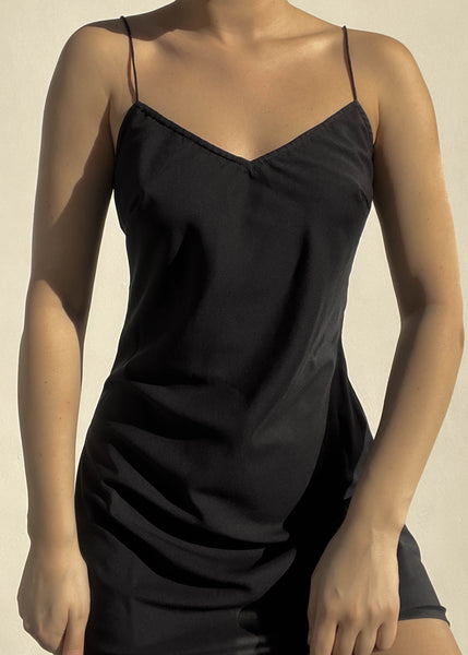 90’s Solid Black Mini Dress (S-S/M)