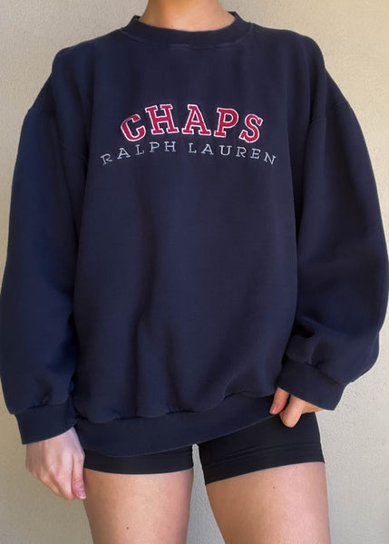 Y2k Navy Chaps Crewneck (M-L)