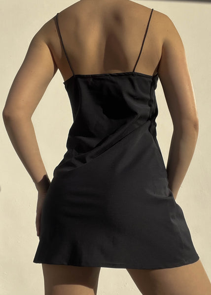90’s Solid Black Mini Dress (S-S/M)