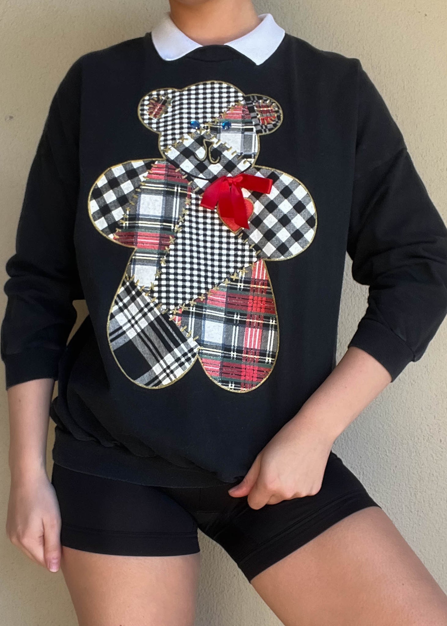 80's Patchwork Teddy Pullover (S)