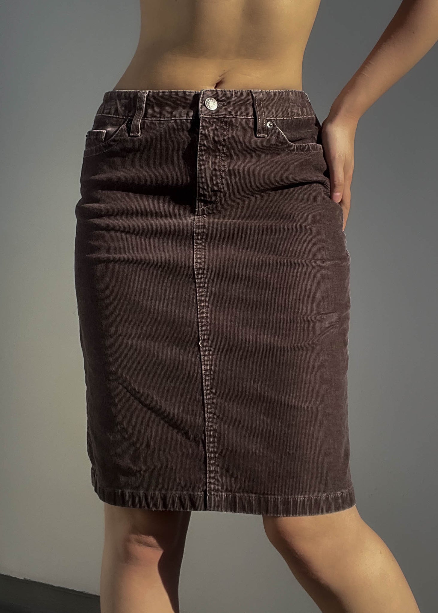 Brown Corduroy Mini Skirt (S)