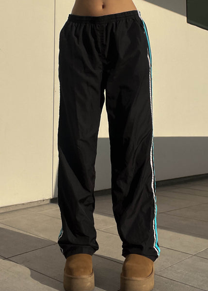 Y2k Black & Aqua Trackies (L)